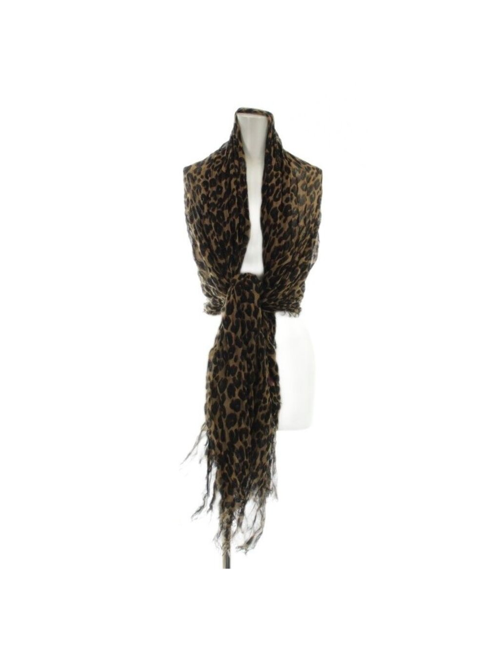 Louis Vuitton Large Shawl Scarf Logo Leopard Print Brown